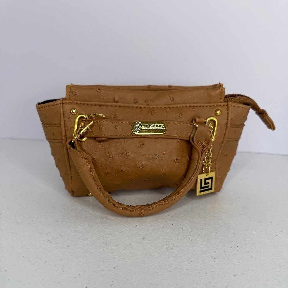 Lori Greiner Tan Mini Satchel Purse with Gold Accents